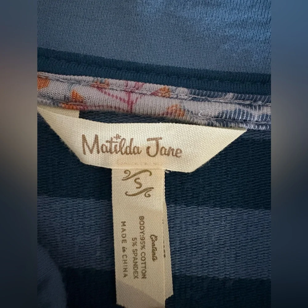 Matilda Jane Blue Stripe Fall‎ Breeze Jacket Coat Small EUC